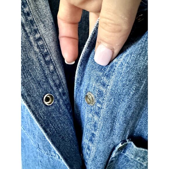 Vintage B Moss 90s Denim Button Down Dress - Picture 2 of 4